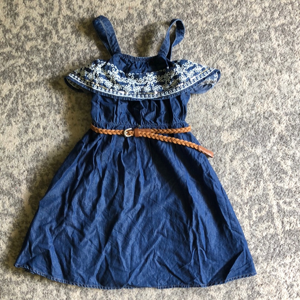Girls size 8- Justice denim belted summer dress